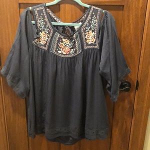Knox Rose, Cold Shoulder, blue blouse, size XL